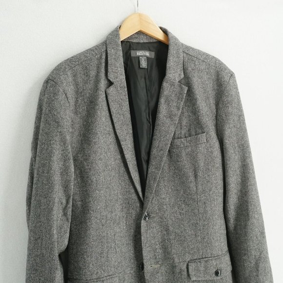 Kenneth Cole Mens Sport Coat Blazer Gray Tweed Wool Blend Two Button Size 2XL - Picture 2 of 12